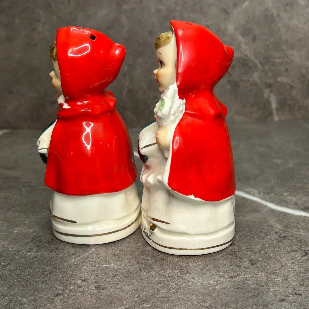 Vintage Relco Japan Red Riding Hood Salt and Pepper Shakers Ceramic Mid Century
